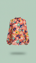 Patterned blouse in punch coral