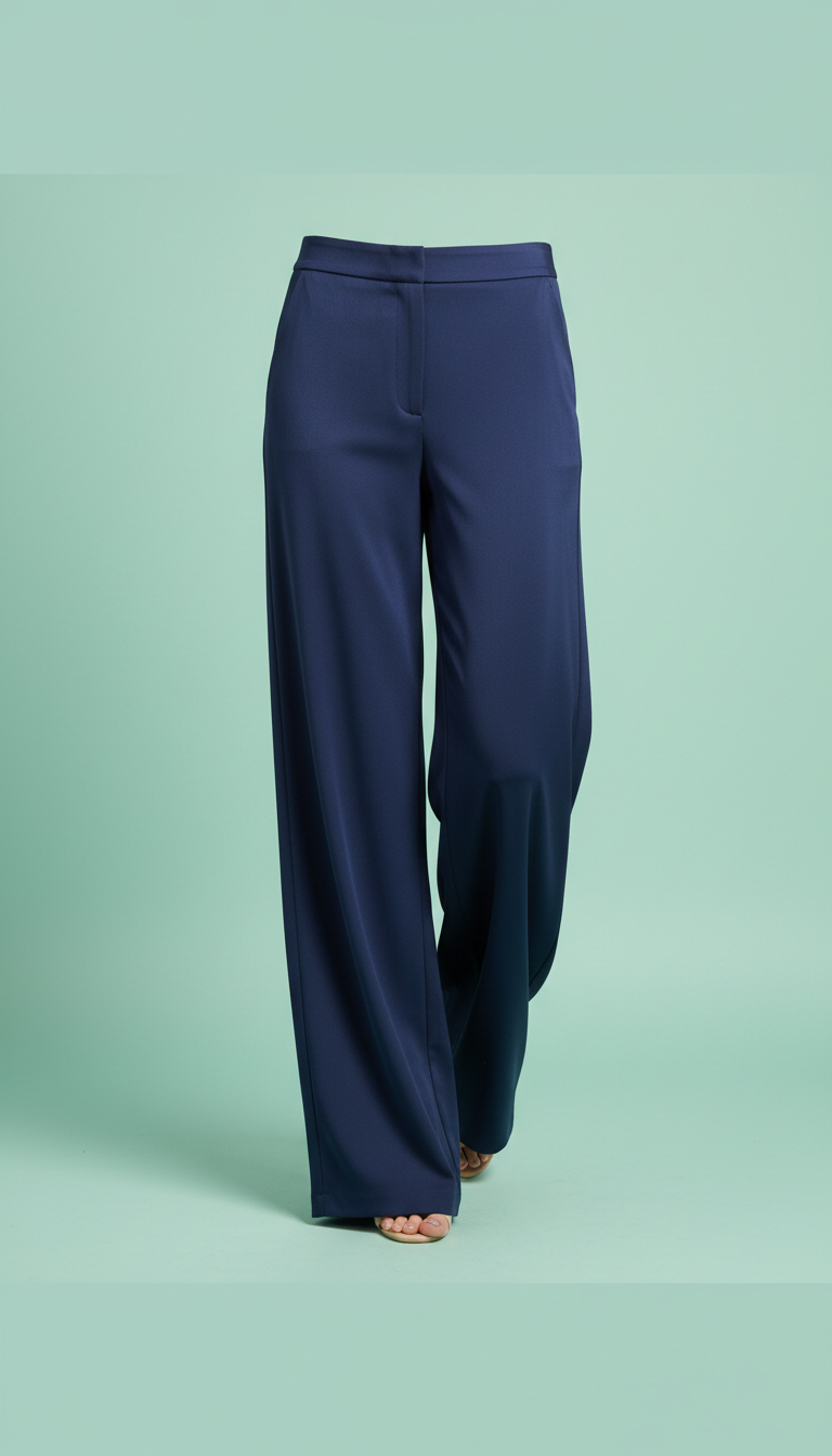 Wide-leg trousers in ink navy